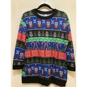 No Boundaries Christmas Sweater Womens XL (15-17) Snowman‎ Black Holiday Stretch